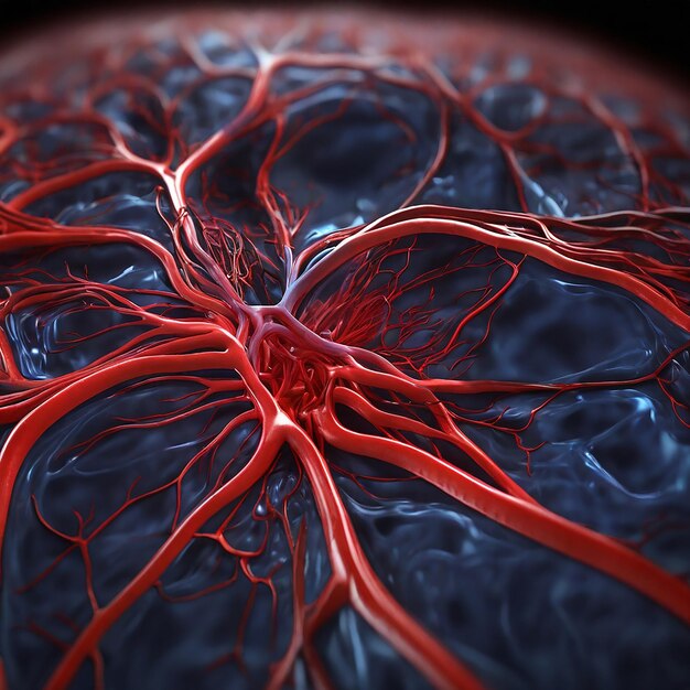 3D rendering of interconnected blood vessels and arteries