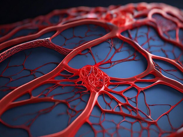 3D rendering of interconnected blood vessels and arteries