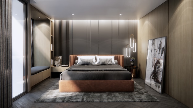 3d rendering interior bedroom design.