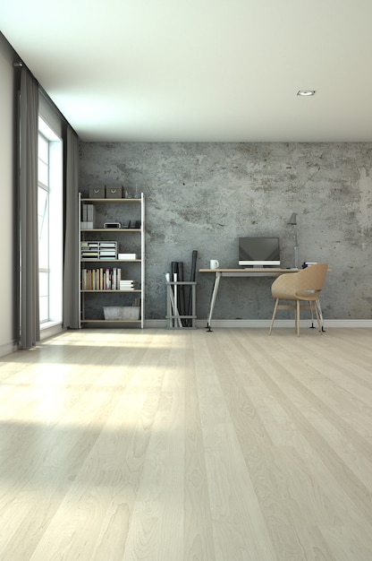 Rendering 3d interior design per area di lavoro