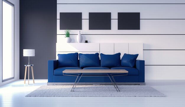 3D rendering of interior modern living room 