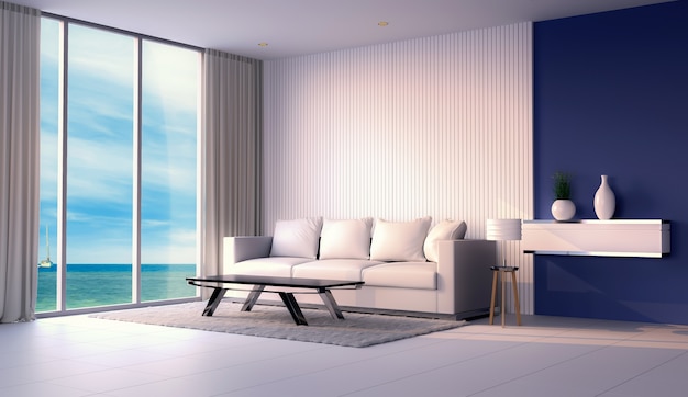 3D rendering of interior modern living room 