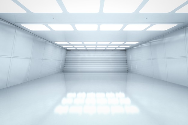 3d rendering interior white and clean empty room or factory