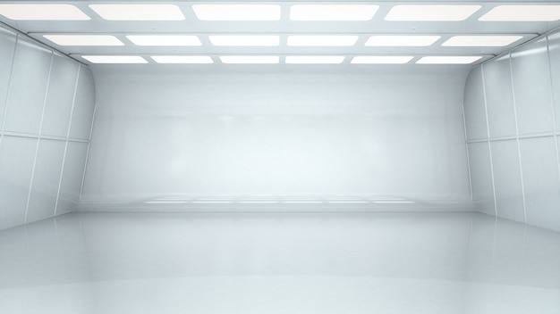 3d rendering interior white and clean empty room or factory