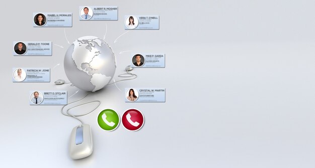 3D rendering of an international online meeting