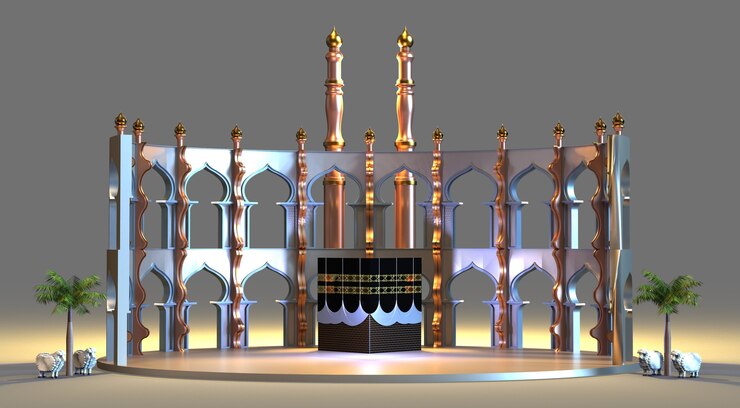 Photo 3d rendering of islamic pilgrimage mosque