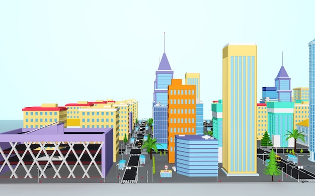 3d rendering of isometric business city concept
