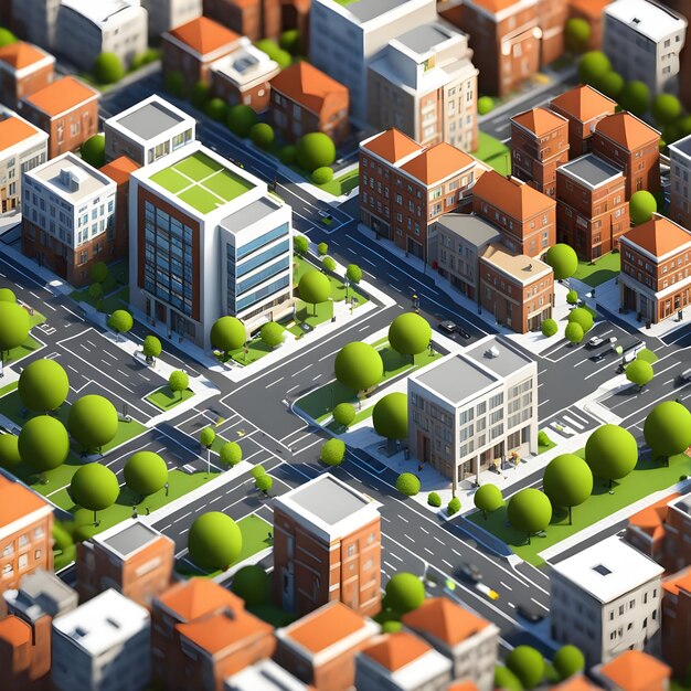 3d rendering of isometric city