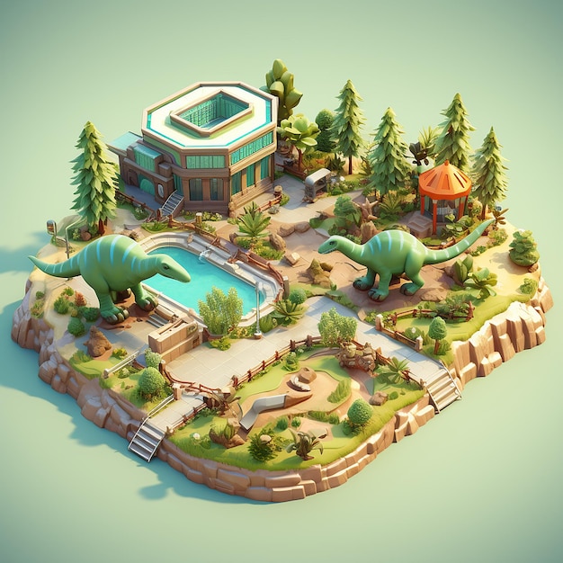 3d rendering isometric house christmas transport parks halloween mosque