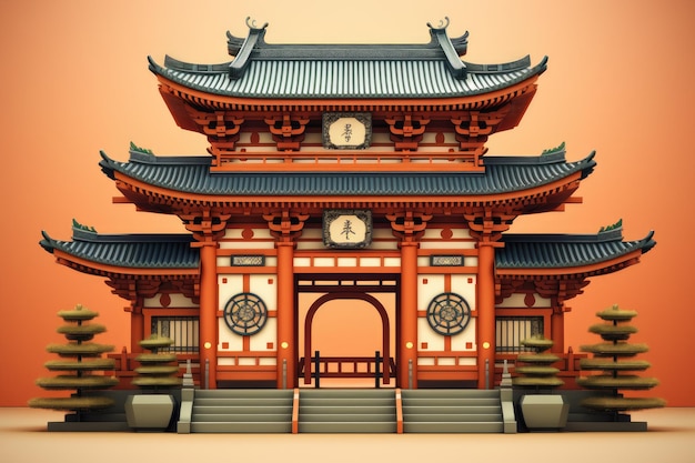 3d rendering japan gates tori gates 3d illustration