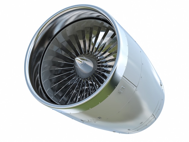 Aeronave jet engine entrega expressa caixa de frete grátis em um fundo  branco. renderização 3d