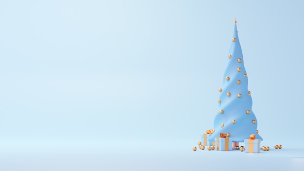 3d-rendering kerstboom met geschenken