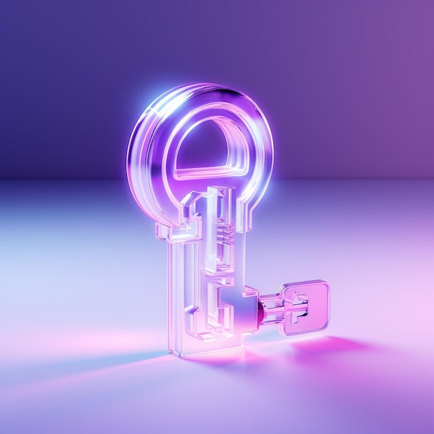 3d rendering of a key on a blue wheel with keys