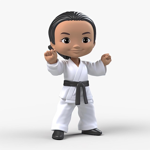 3D rendering of kid doing karate