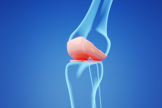 Photo 3d rendering of knee bone