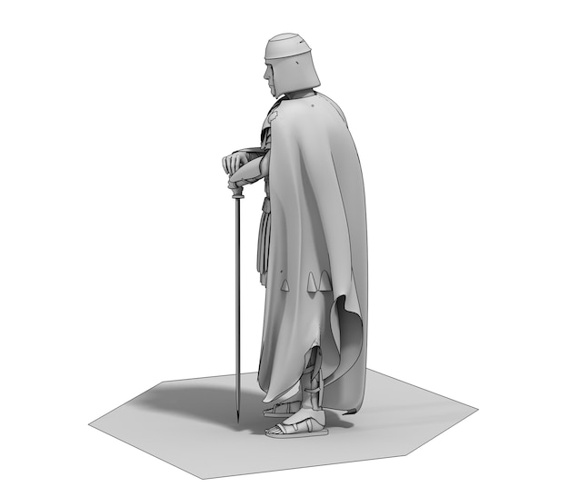 3D-rendering krijger karakter illustratie