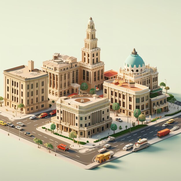 Photo 3d rendering of laredo texas city isometric miniature