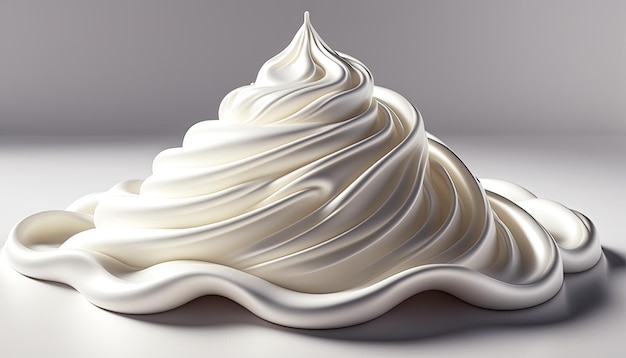 A 3d rendering of a large scoop of whipped cream.