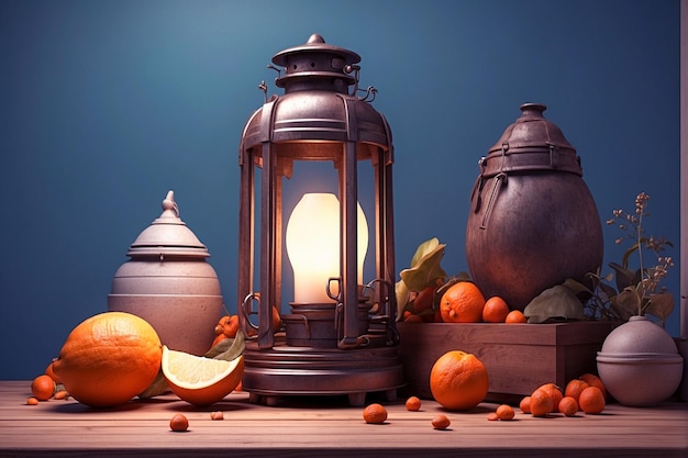 3d rendering of latern still life