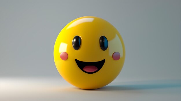 3D rendering of laughing emoji isolated on gray white background