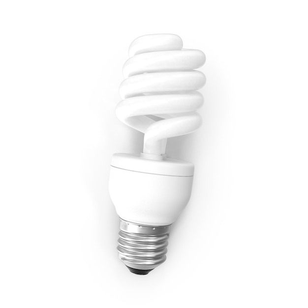 3D rendering of LED energy light incandescent and energysaving light bulbs tungsten fluorescent