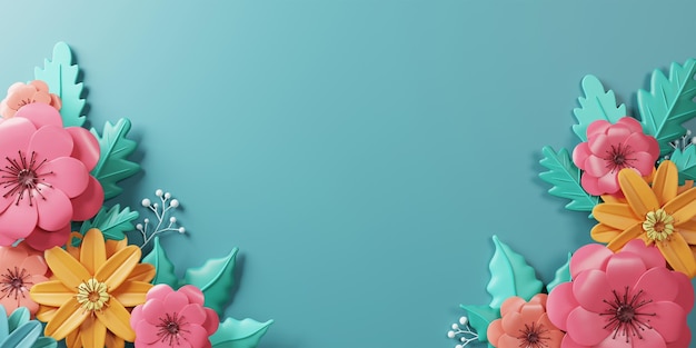3D-rendering Lente verkoop banner met prachtige kleurrijke bloem Kan worden gebruikt voor sjabloonbanners
