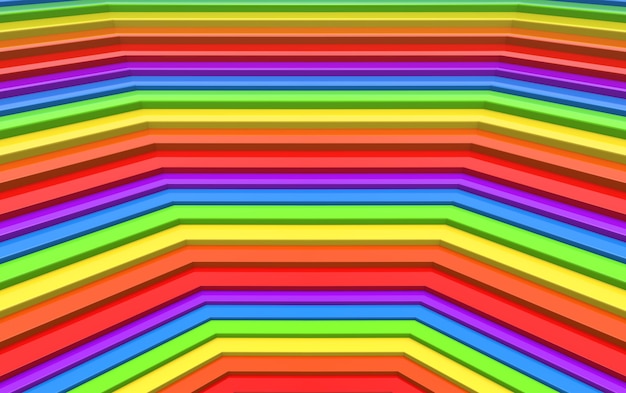 3d rendering. lgbt rainbow color staircase wall background.