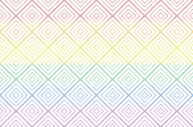 Rendering 3d. fondo di disegno della parete del modello delle mattonelle di griglia quadrata di colore dell'arcobaleno di lgbt chiaro.