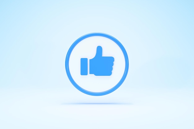 3D Rendering like circle button blue color background front view