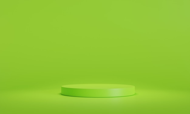 3D rendering, lime green stage products lime green background can be used  background for cosmetic or any product things banner design