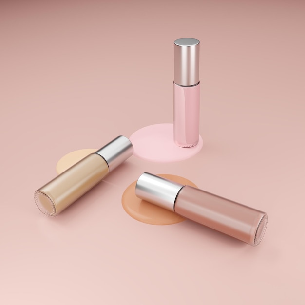 3D rendering liquid foundation on nude background