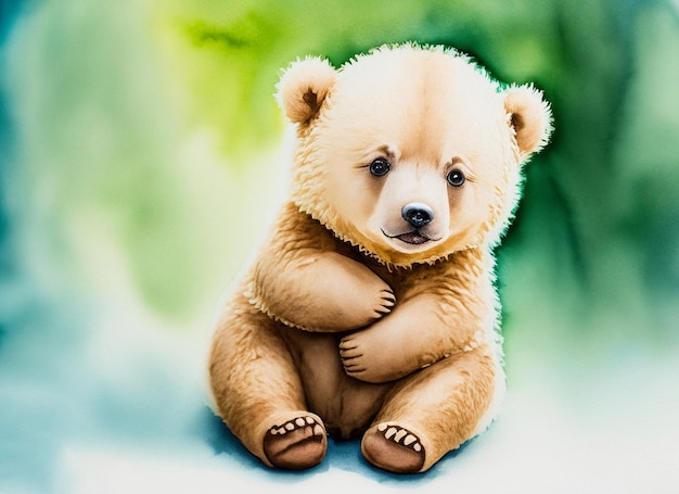 Photo 3d rendering little cute baby bear