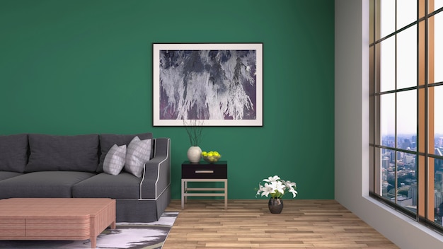 3d rendering of living room interior