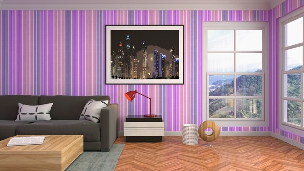 3d rendering of living room interior