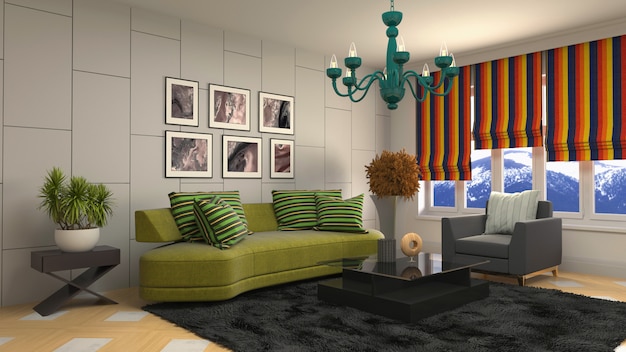 3d rendering of living room interior