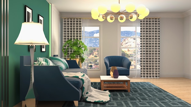 3d rendering of living room interior