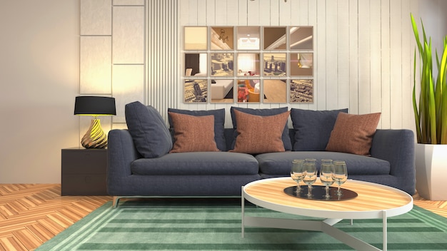 3d rendering of living room interior