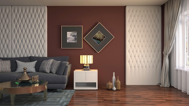 3d rendering of living room interior