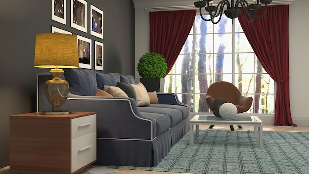 3d rendering of living room interior