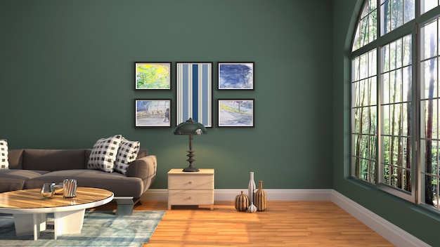 3d rendering of living room interior