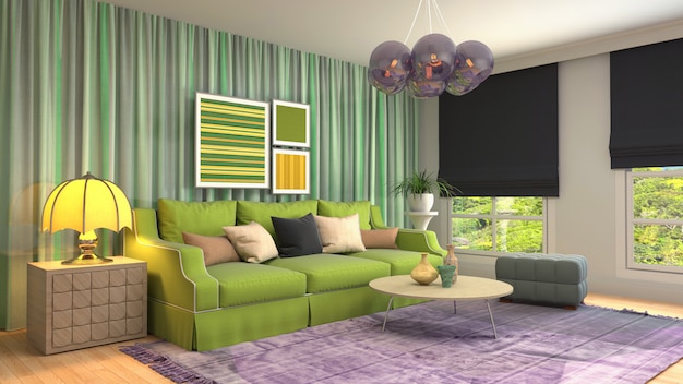 3d rendering of living room interior