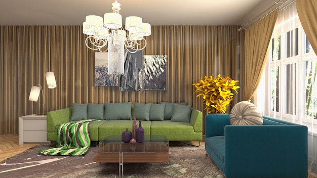 3d rendering of living room interior