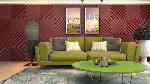 3d rendering of living room interior