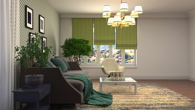 3d rendering of living room interior