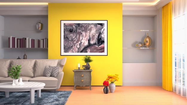 3d rendering of living room interior