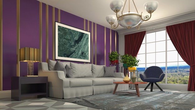 3d rendering of living room interior