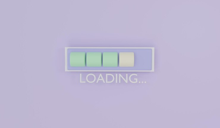 Photo 3d rendering of loading bar icon on background illustration cartoon style