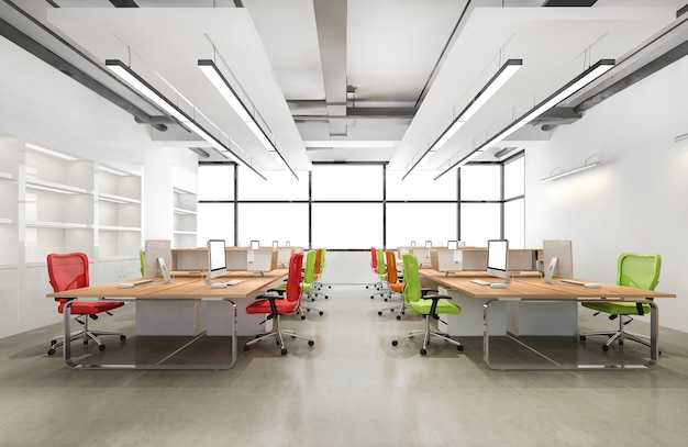 3d rendering loft business meeting and working room on office building