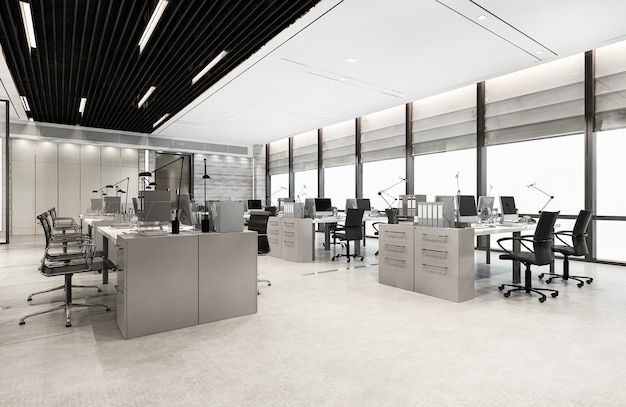 3d rendering loft business meeting and working room on office building