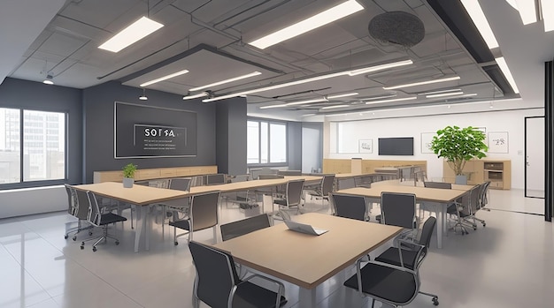 3d rendering loft business meeting and working room on office building